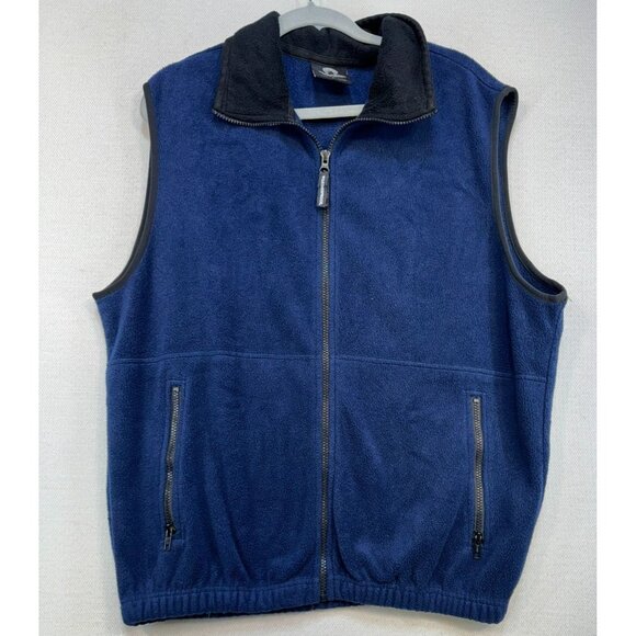 Weatherproof Garment Company Mens Fleece Vest Large Blue Full Zip & Pockets Outd - Picture 1 of 11